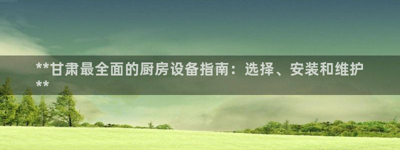 尊龙下载推荐网站：**甘肃最全面的厨房设备指南：选择、安装和